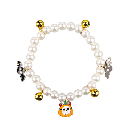 Calabaza calavera / Mostrado en pantalla Collar de perlas Halloween Pawsessence collar