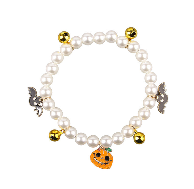 Calabaza sonriente / Mostrado en pantalla Collar de perlas Halloween Pawsessence collar