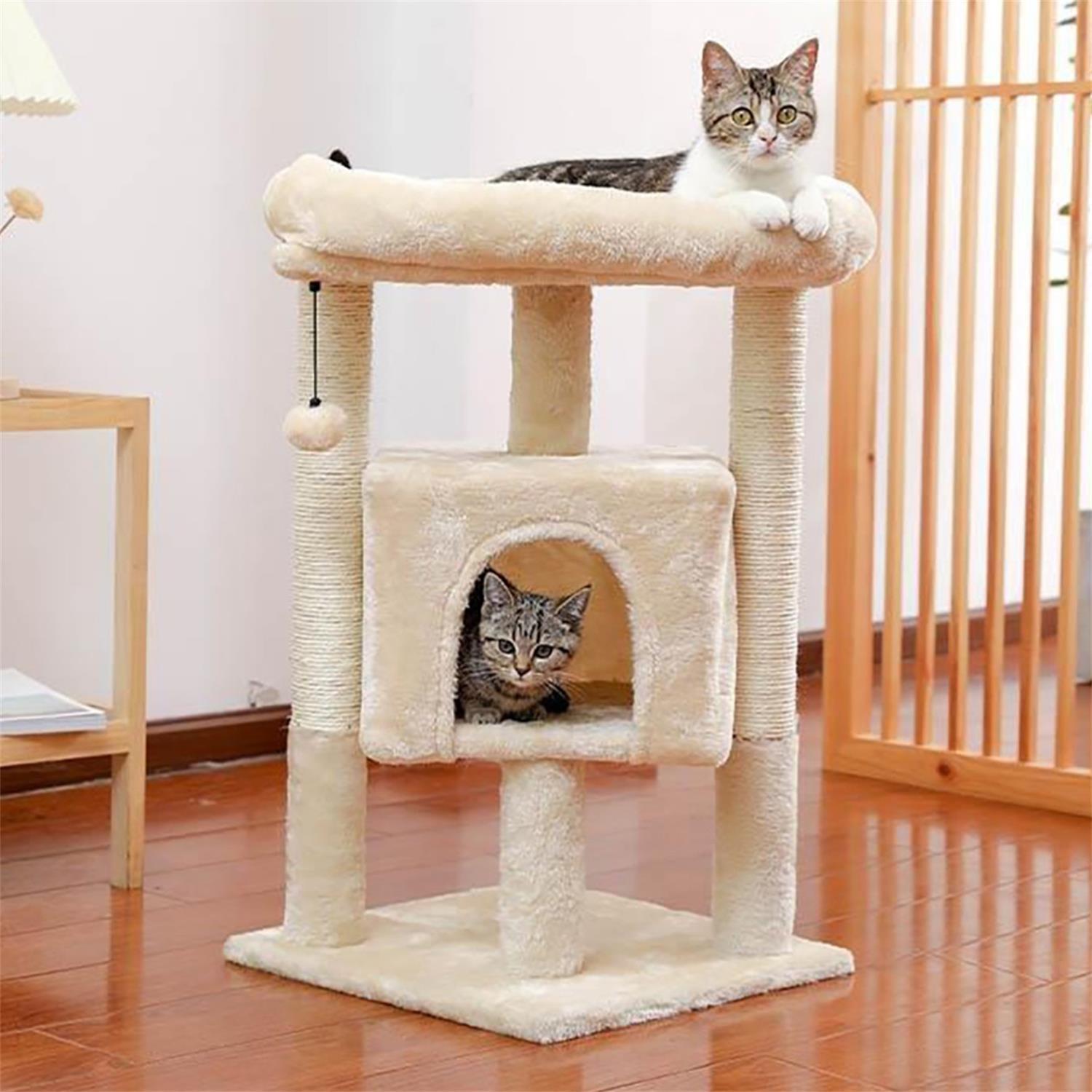 Torre rascador 29inch Mueble beige árbol de juegos para gatos Pawsessence rascador